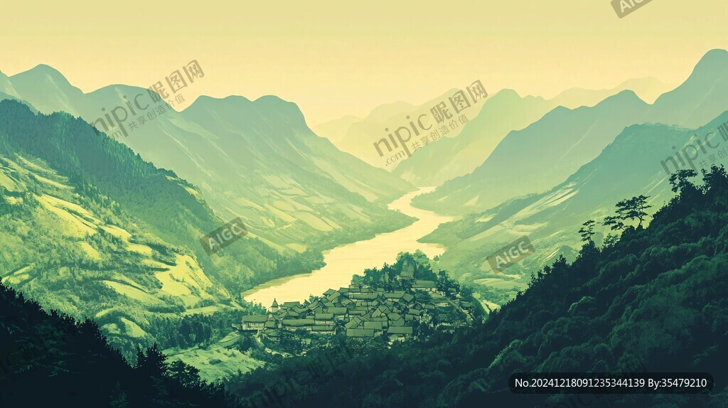 融水縣風(fēng)光插畫