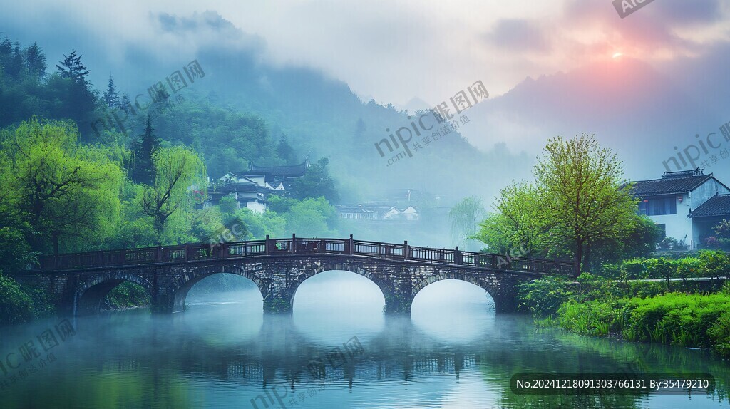 煙雨古橋