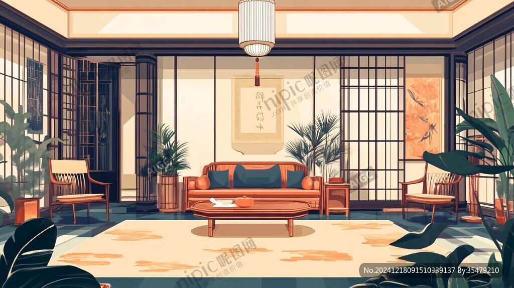 客廳場景插畫
