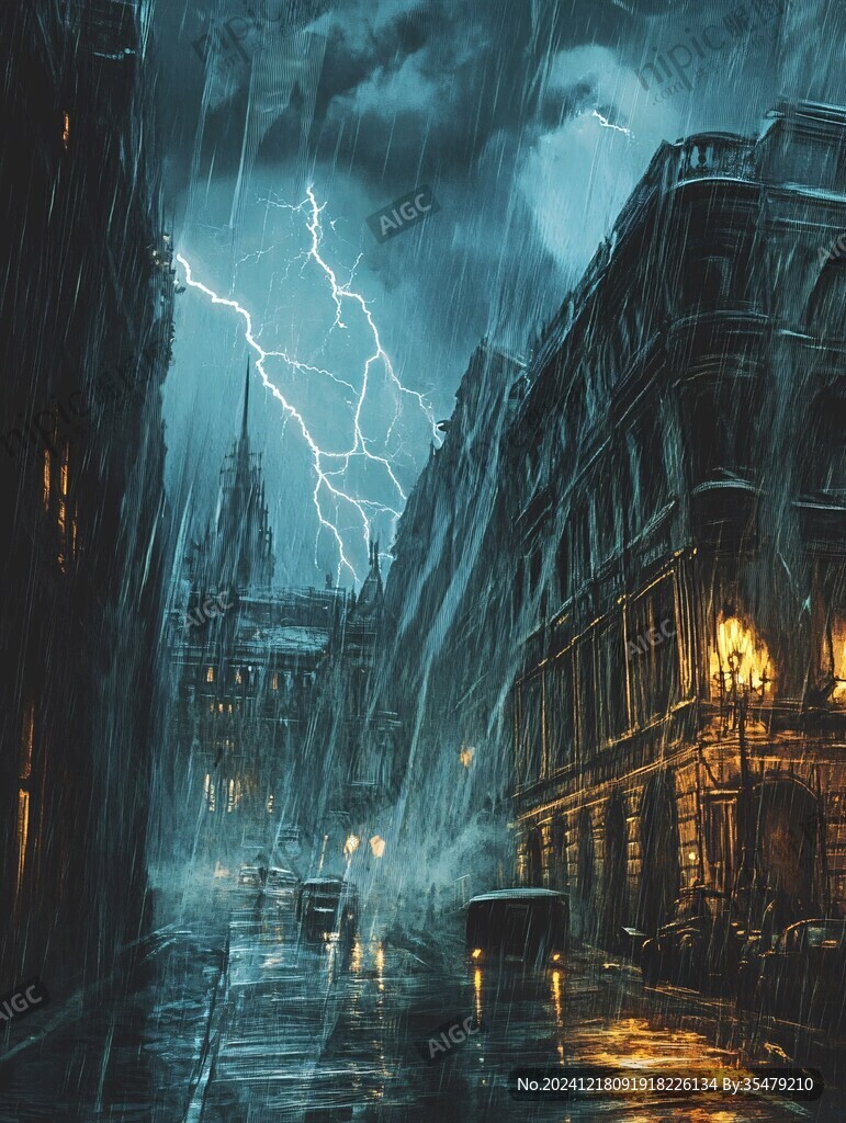 暴雨中的城市