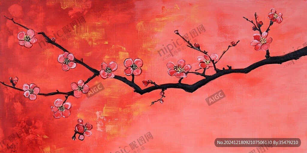 油畫梅花