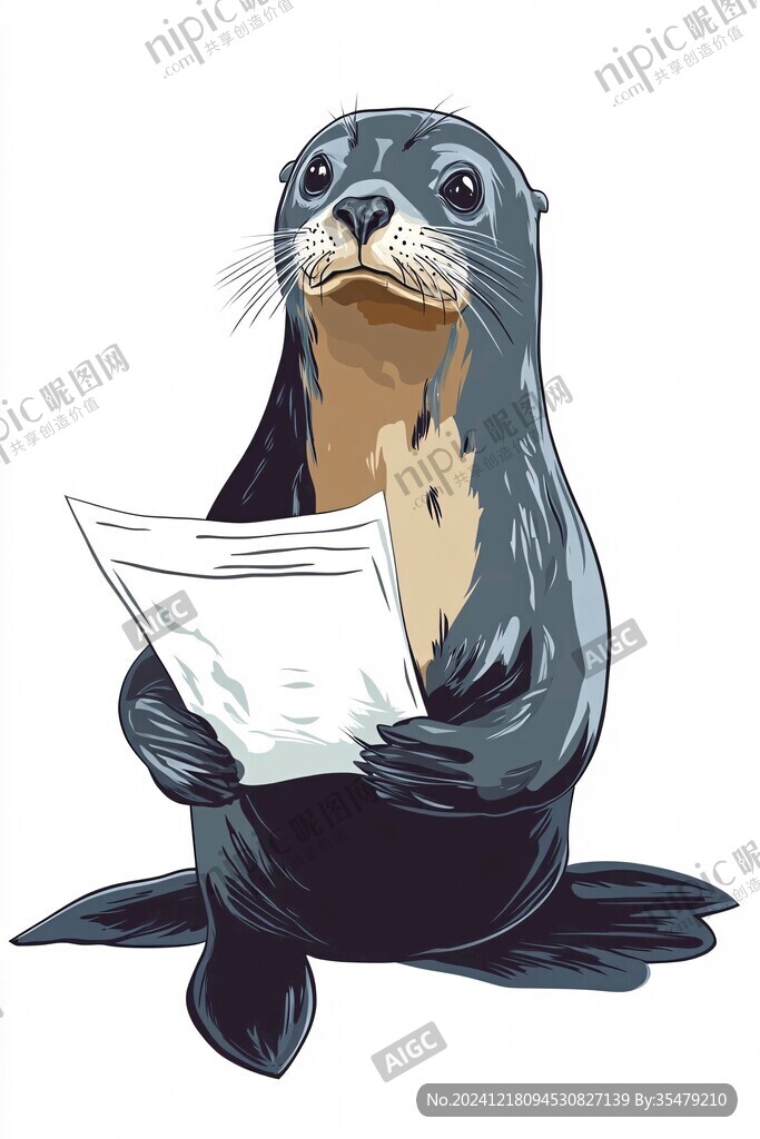 手繪海豹插畫