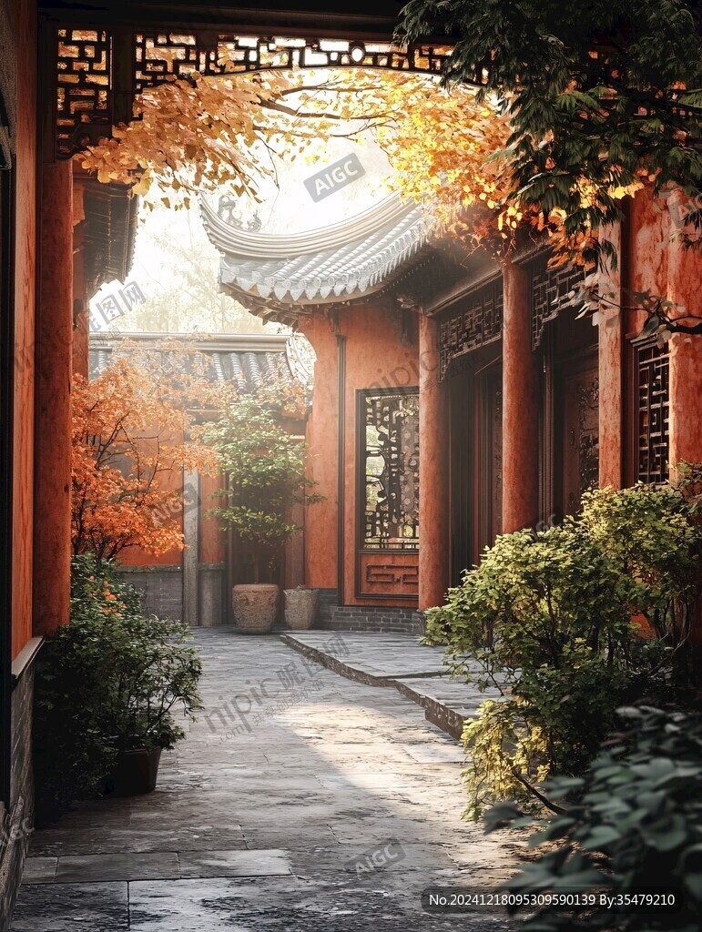 古庭院秋意