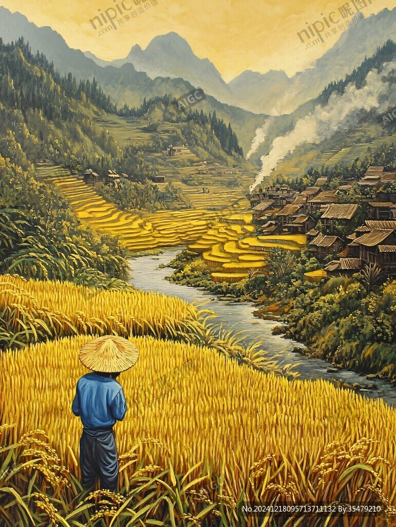 壯族收割場景