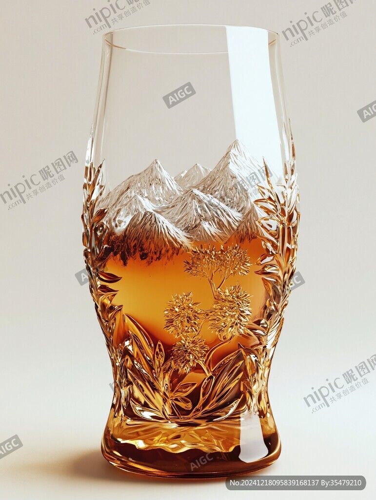 捷克刻風(fēng)景玻璃杯