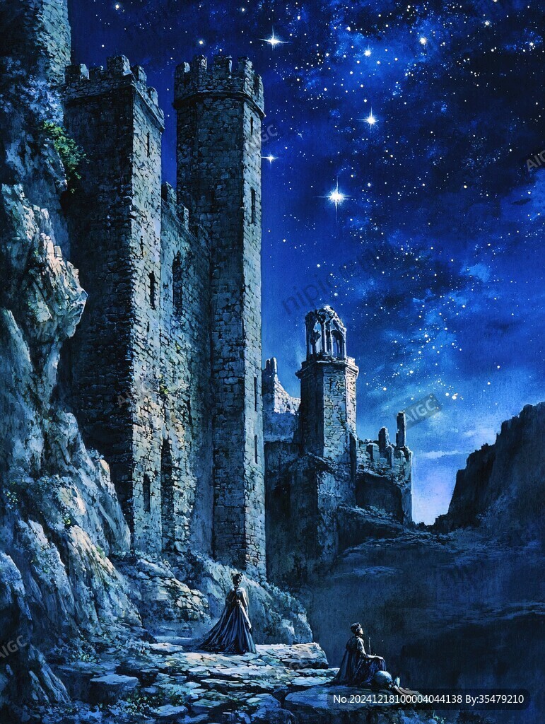 歐式古堡夜景