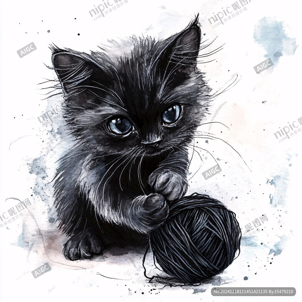手繪小貓插畫