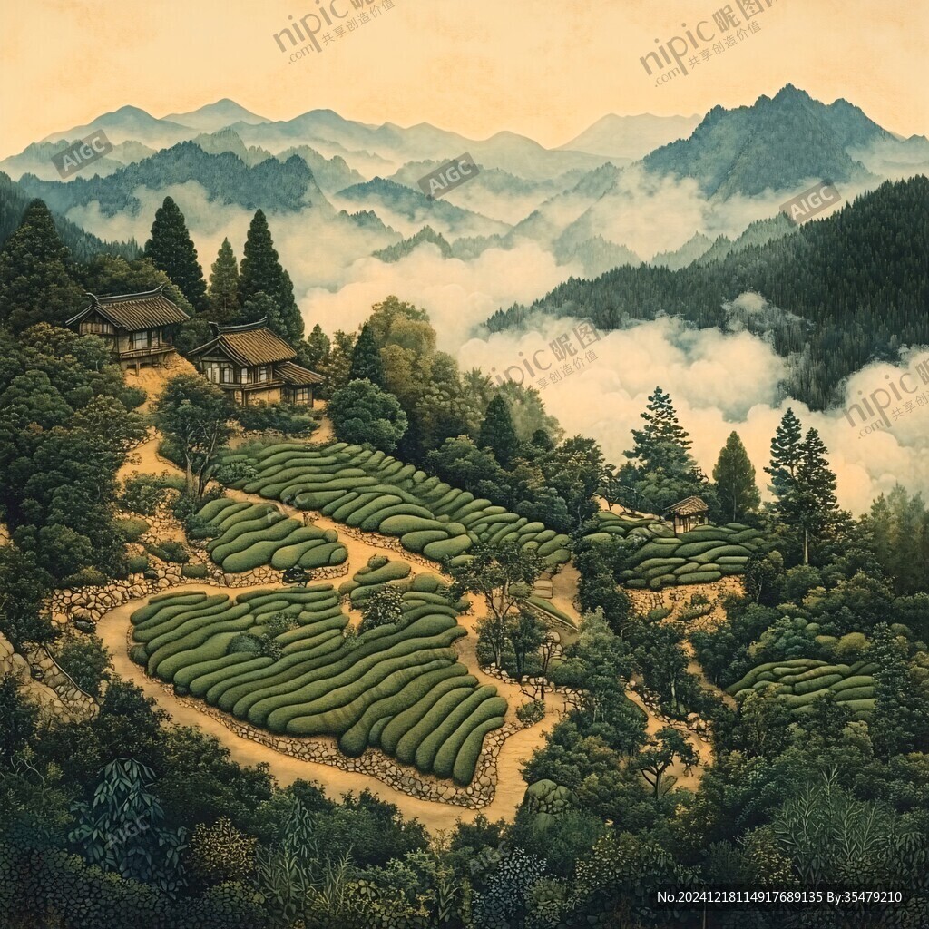 茶園風(fēng)景裝飾畫