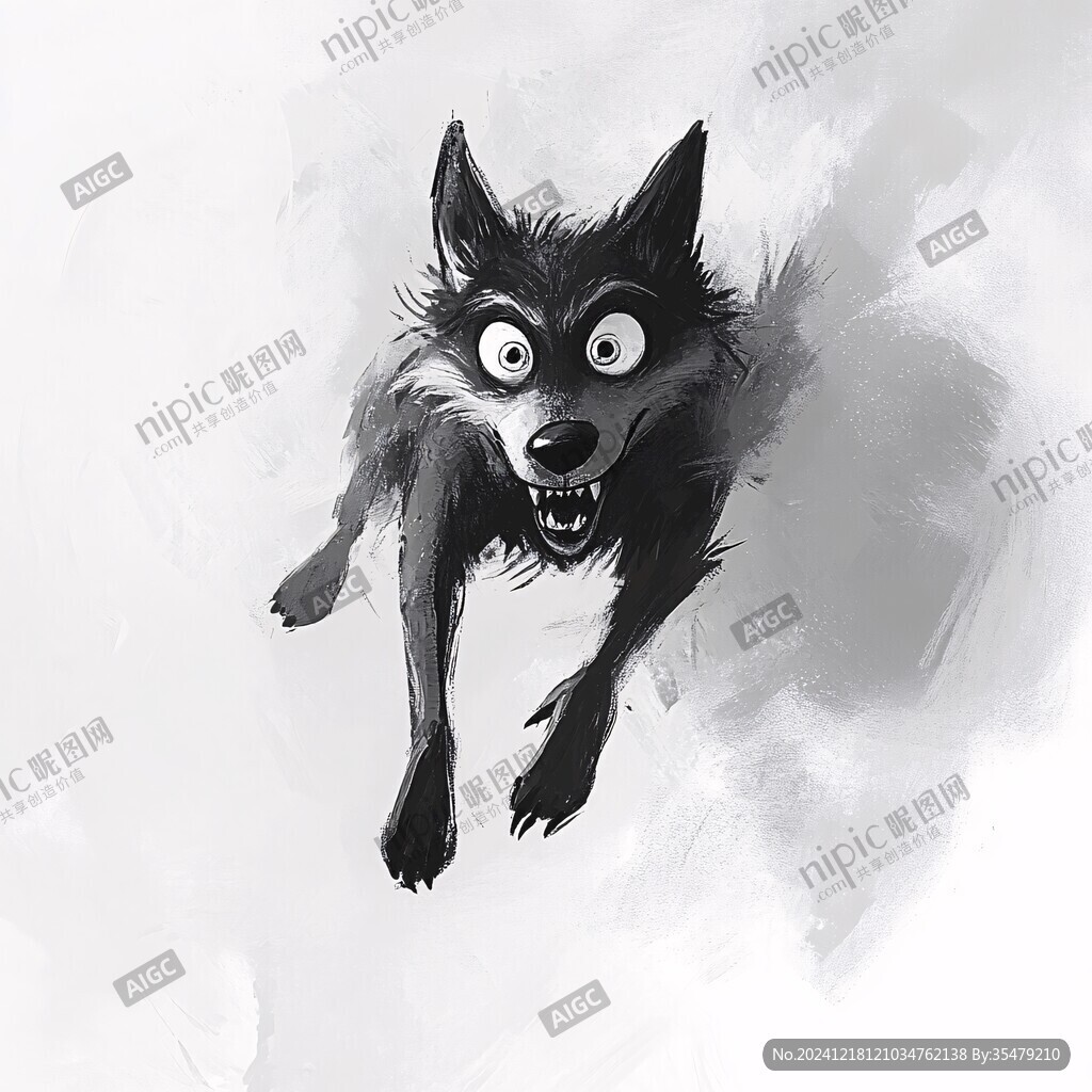 灰色的狼插畫