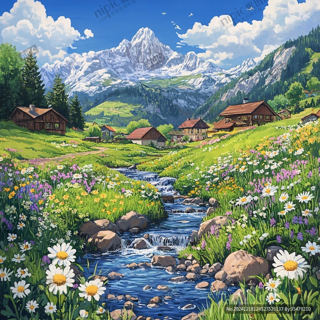 美麗山水風(fēng)景繪畫風(fēng)景