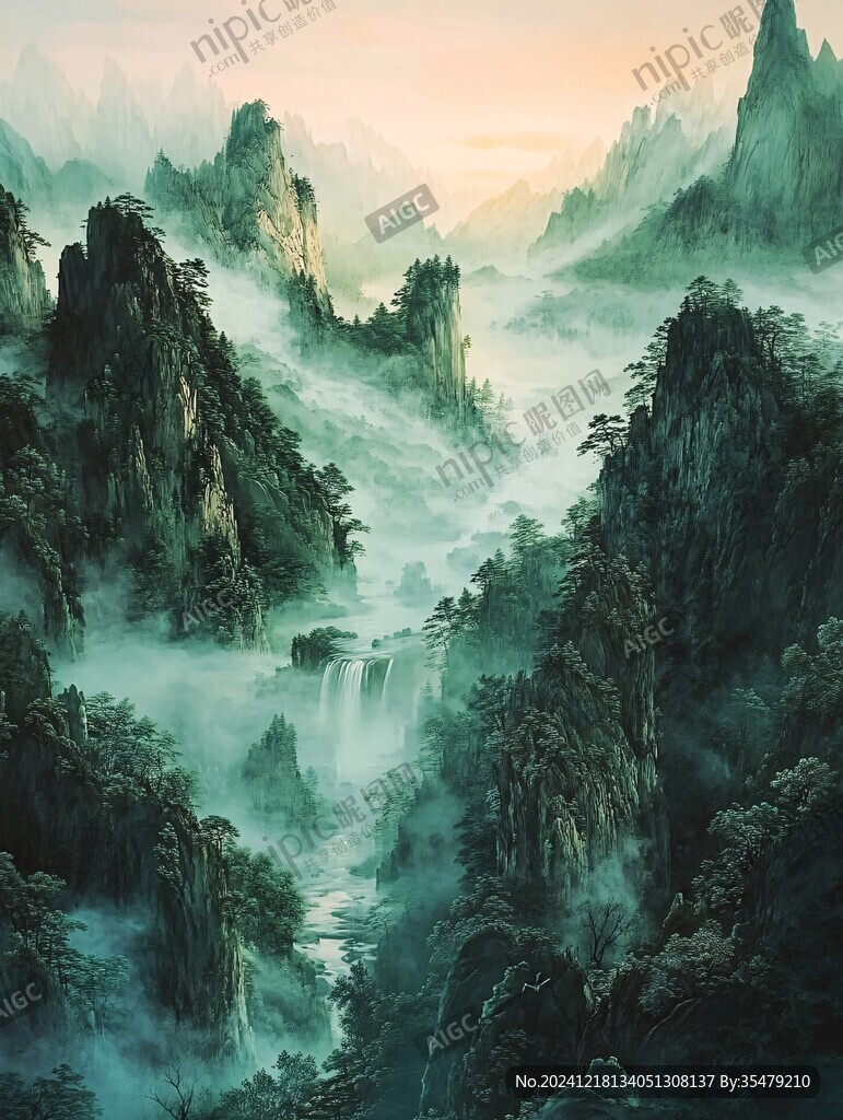 迎客松油畫