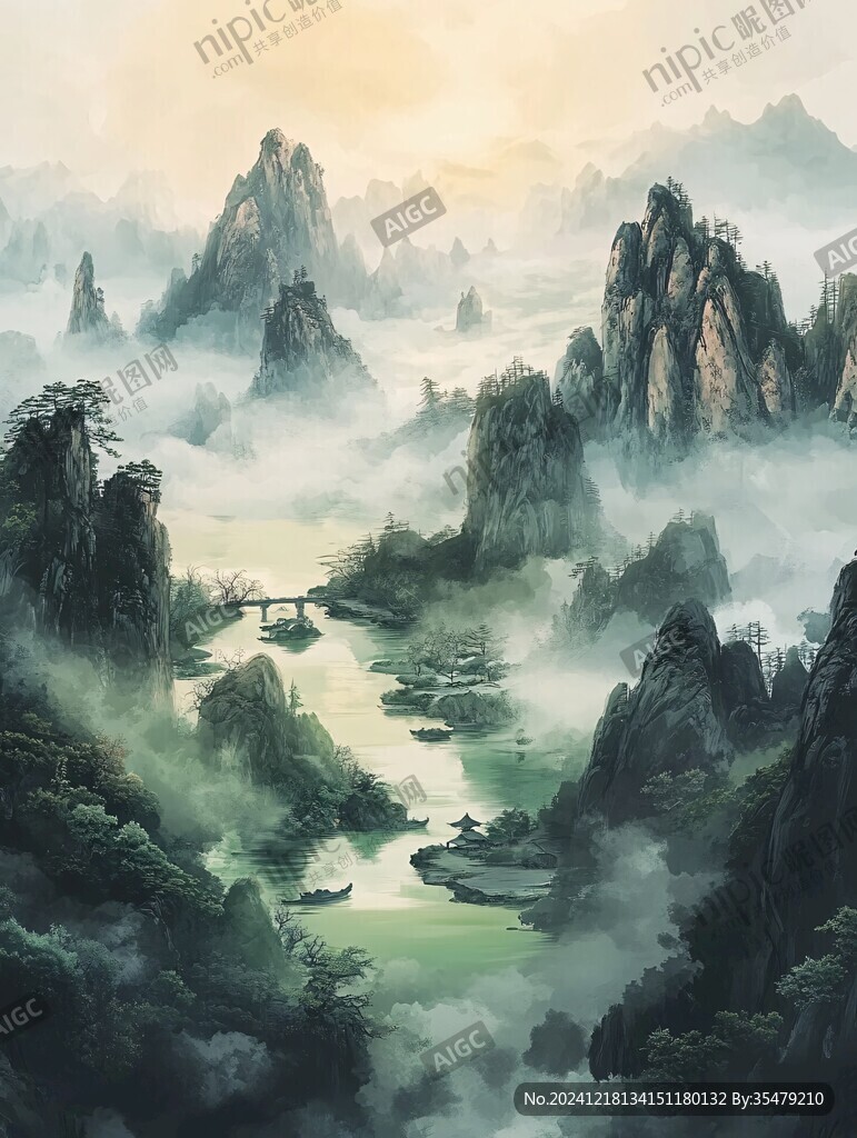 山水畫合成圖