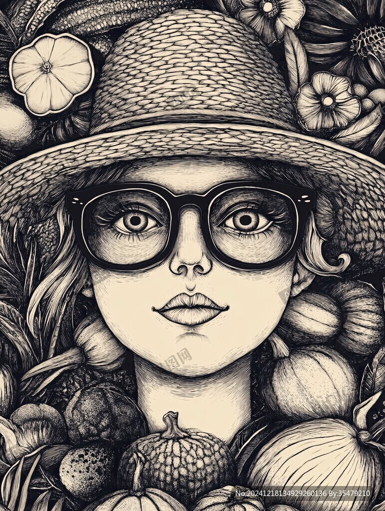 水果姑娘插畫繪畫