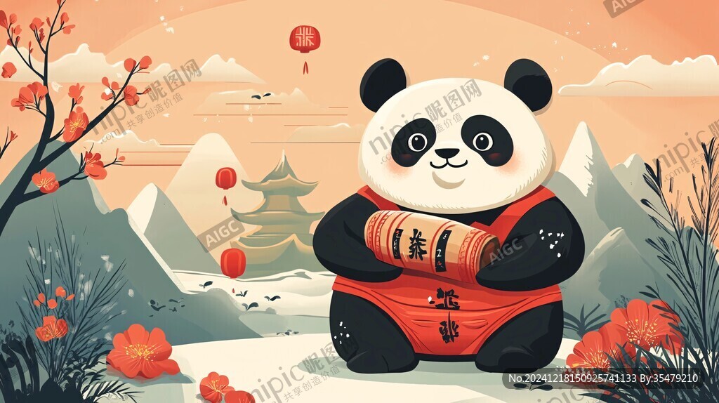 熊貓財神文創(chuàng)插畫
