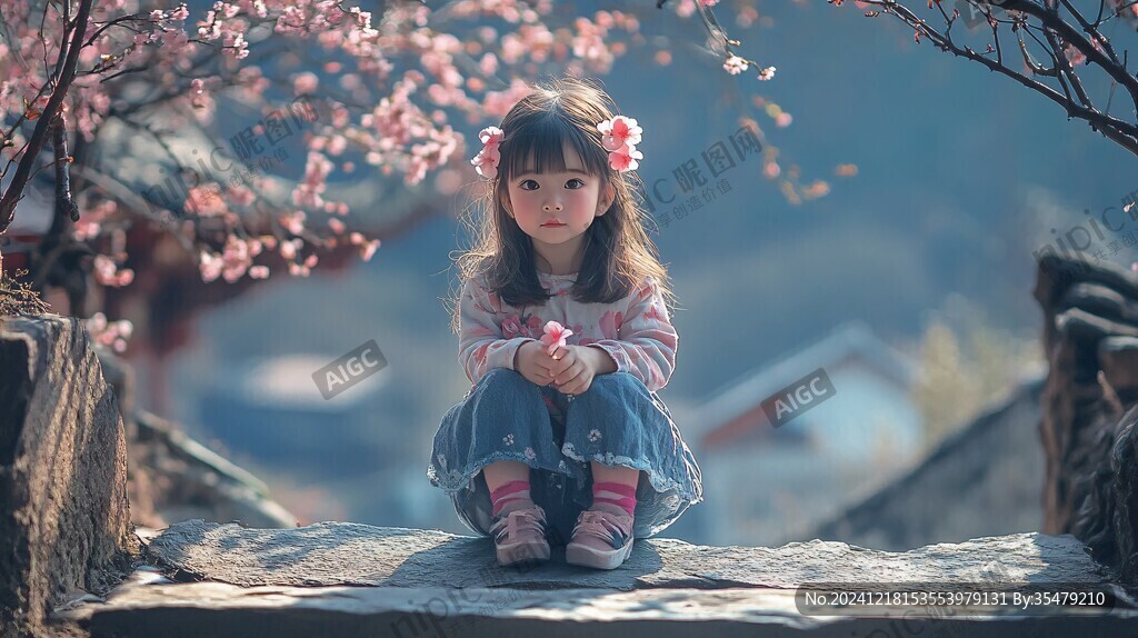 坐在桃花樹上