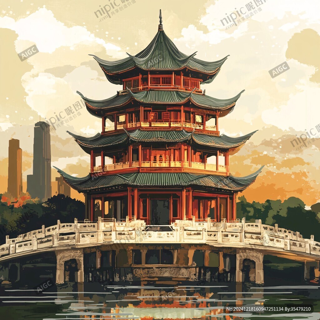 甲秀樓插畫