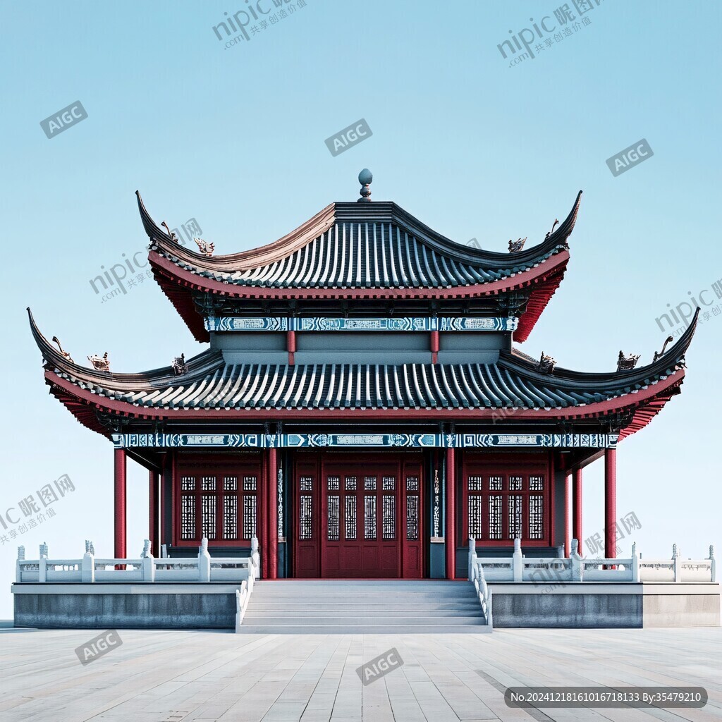 中式古建建筑大殿