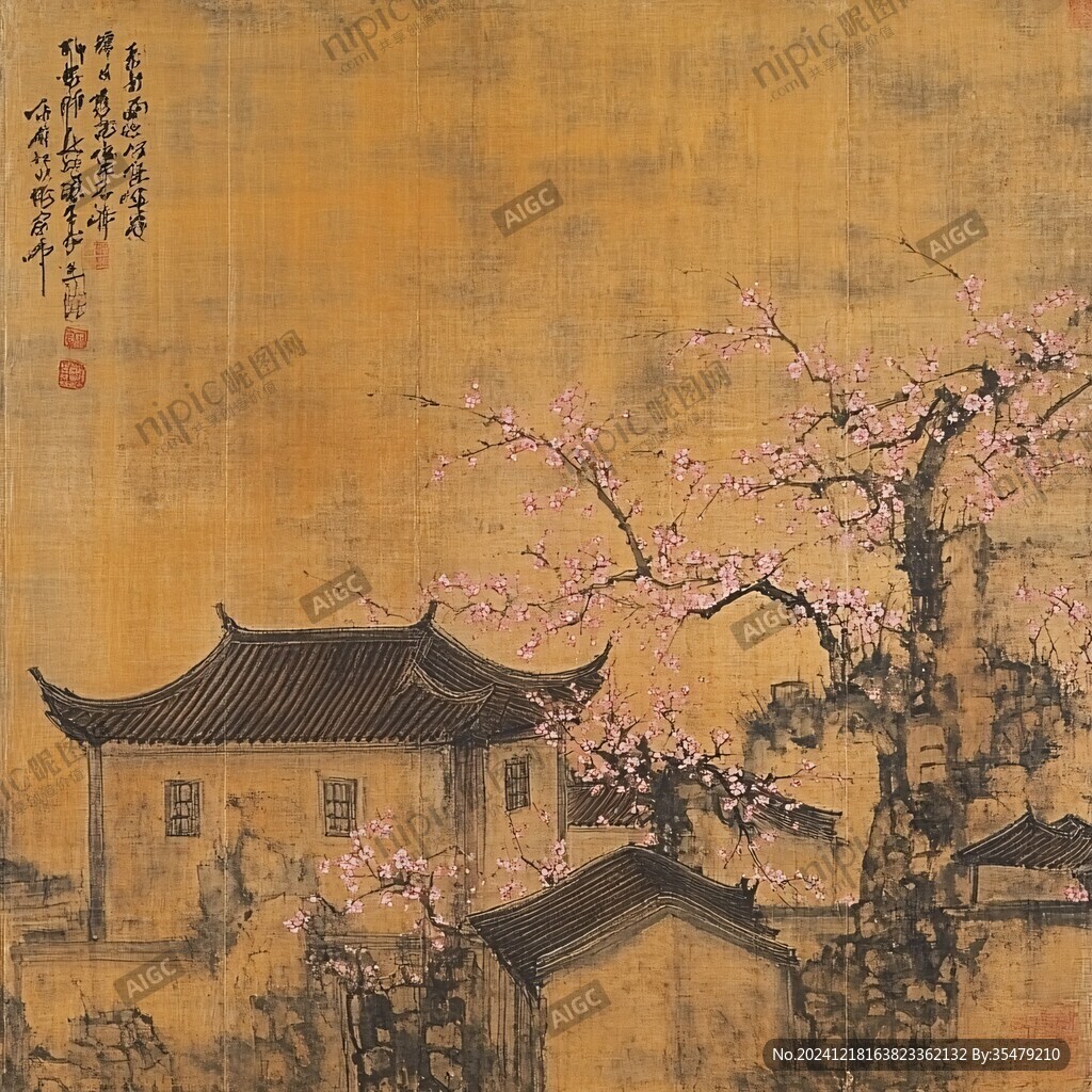 黃地中窠梅花