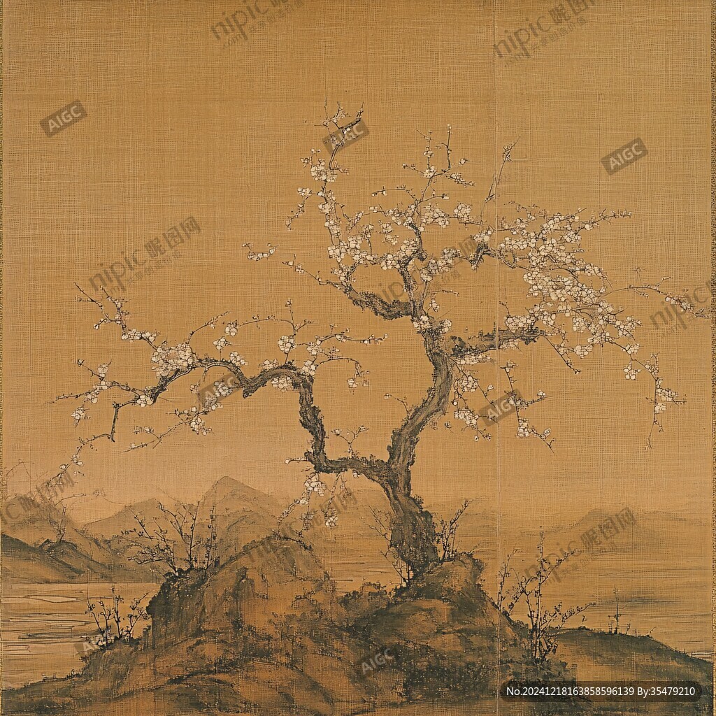 工筆梅花樹