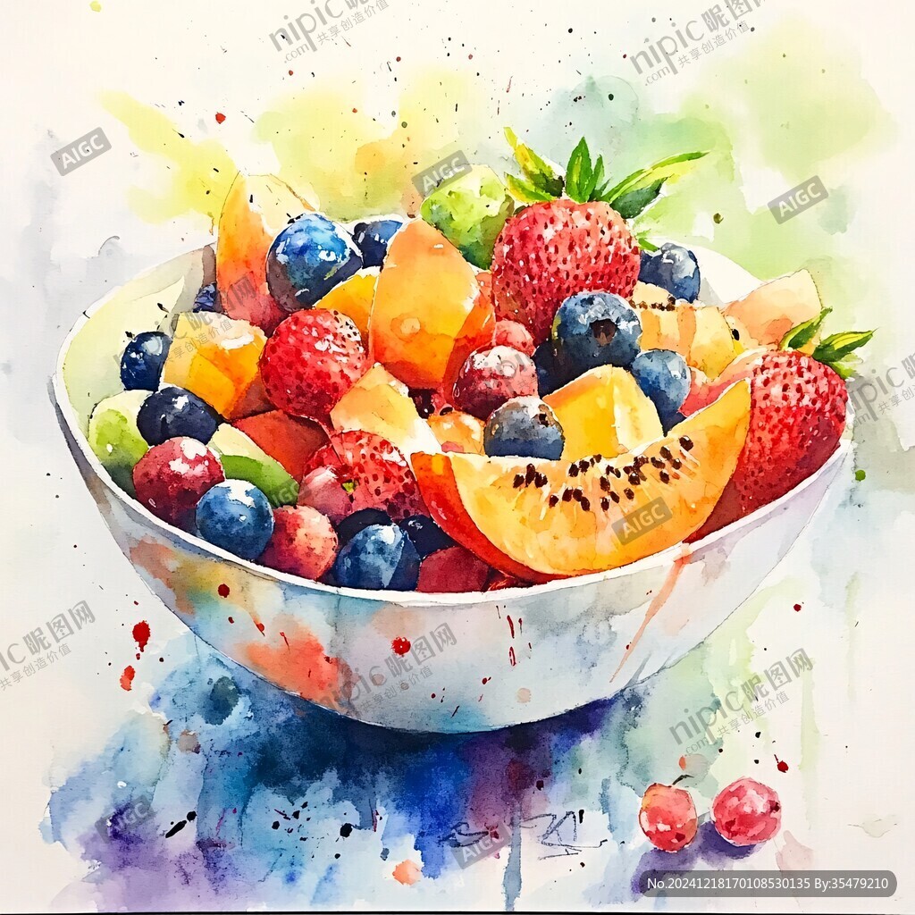 水果碗插畫