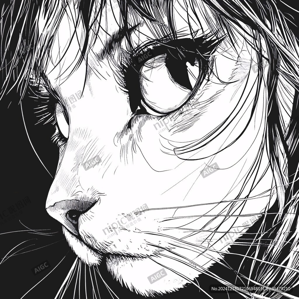 貓咪黑白風(fēng)插畫