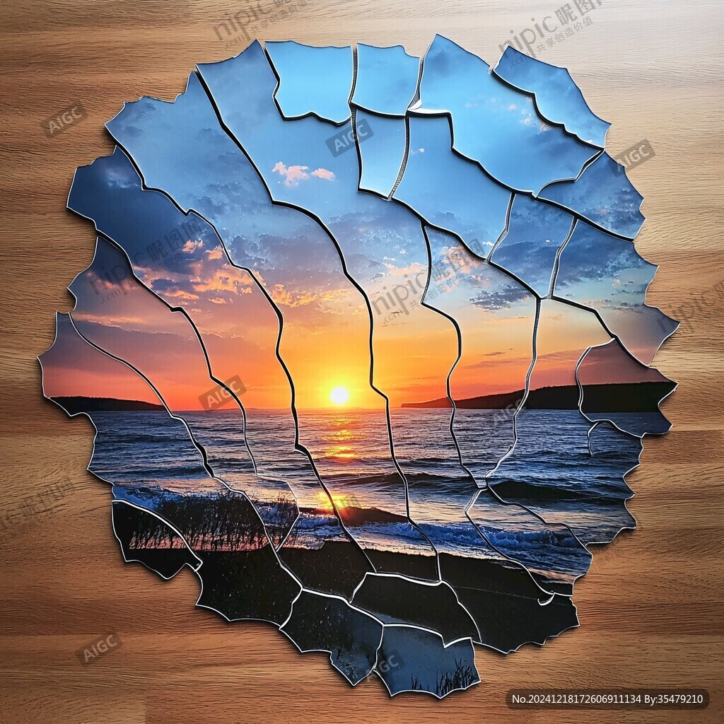 立體壁畫夕陽