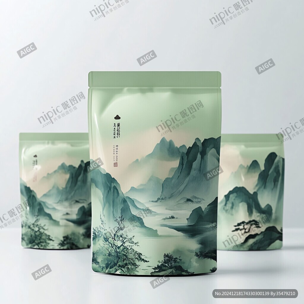 茶葉包裝青綠山水
