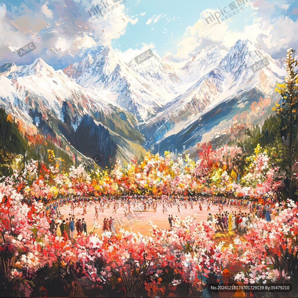 巨幅川西雪山風光