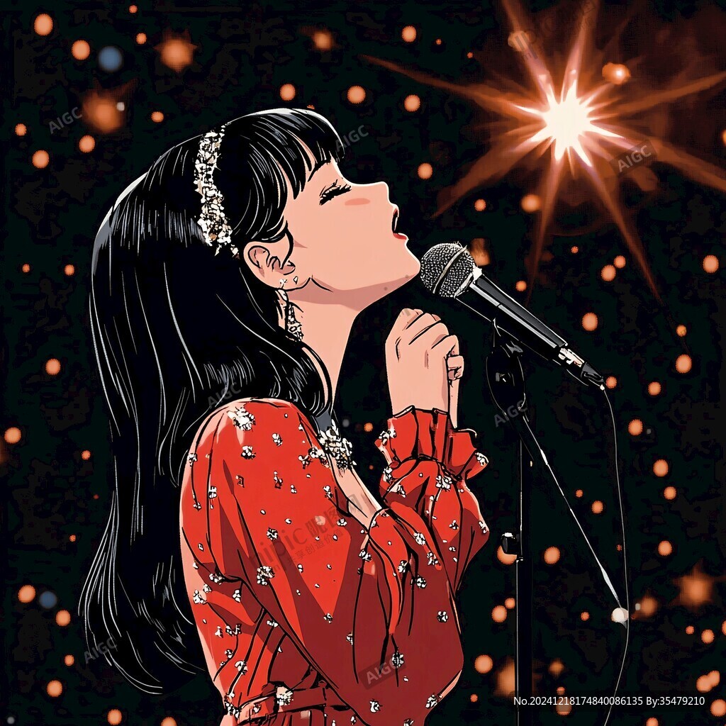 女歌手插畫