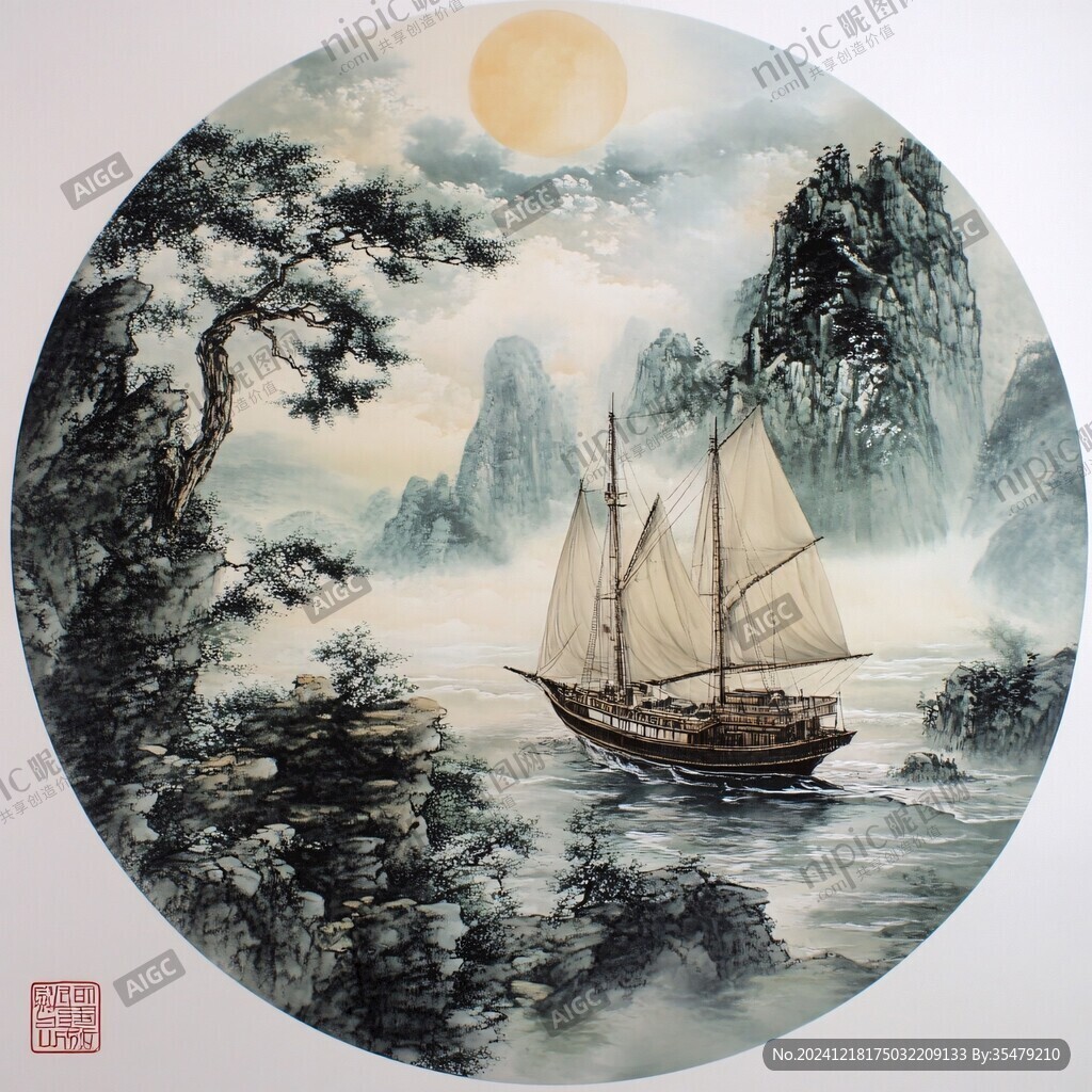 一帆風(fēng)順壁畫