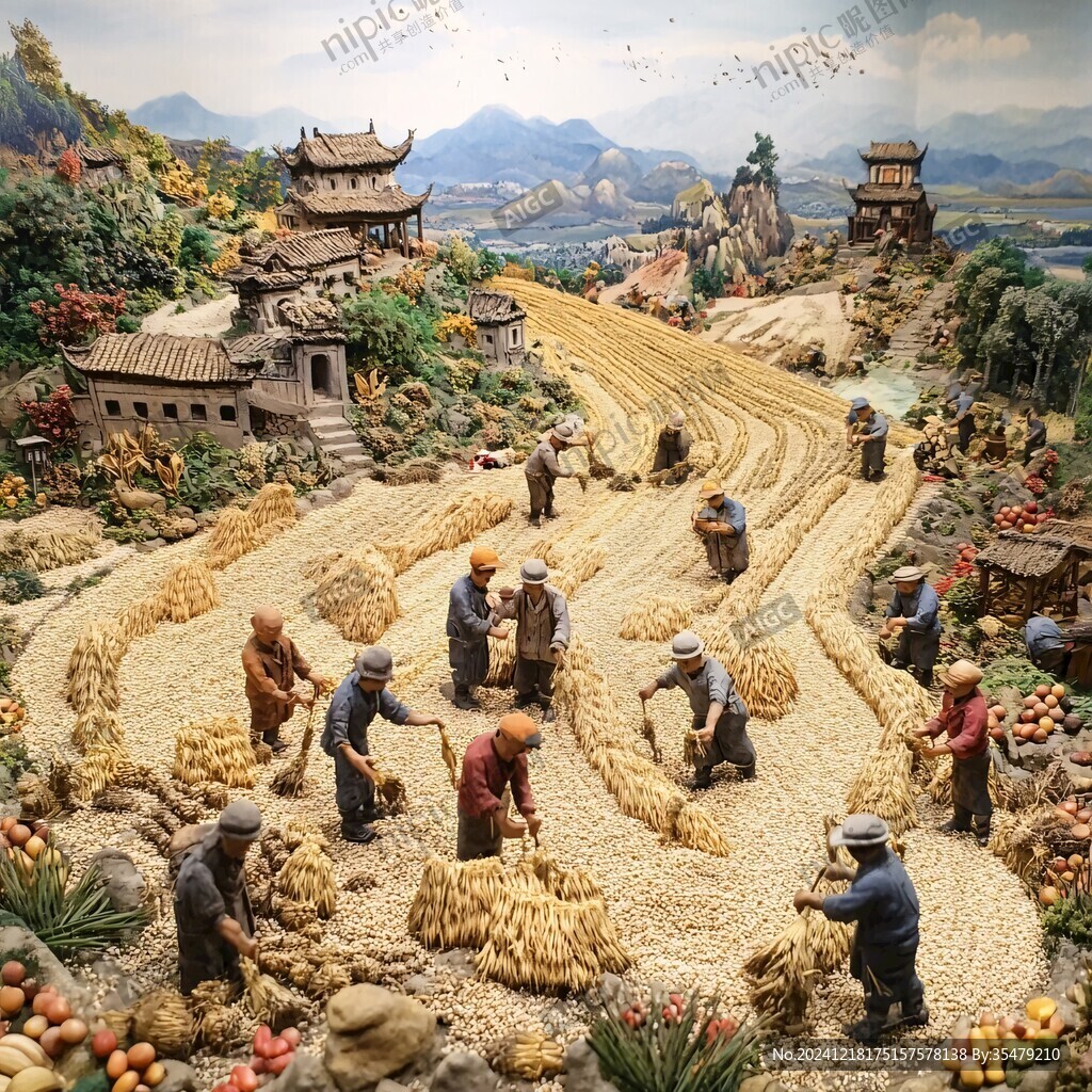 秋收場景泥塑