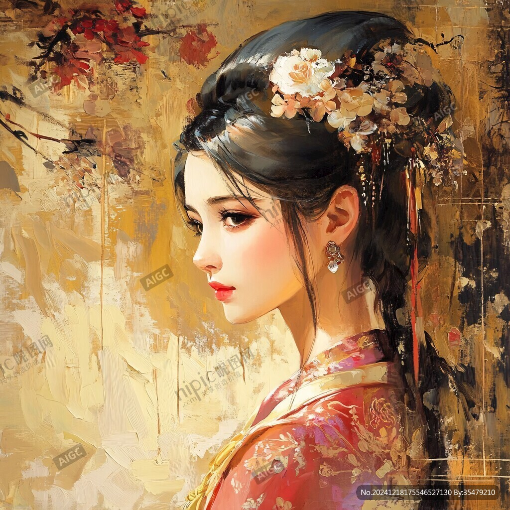 古風(fēng)美女頭像插畫封面