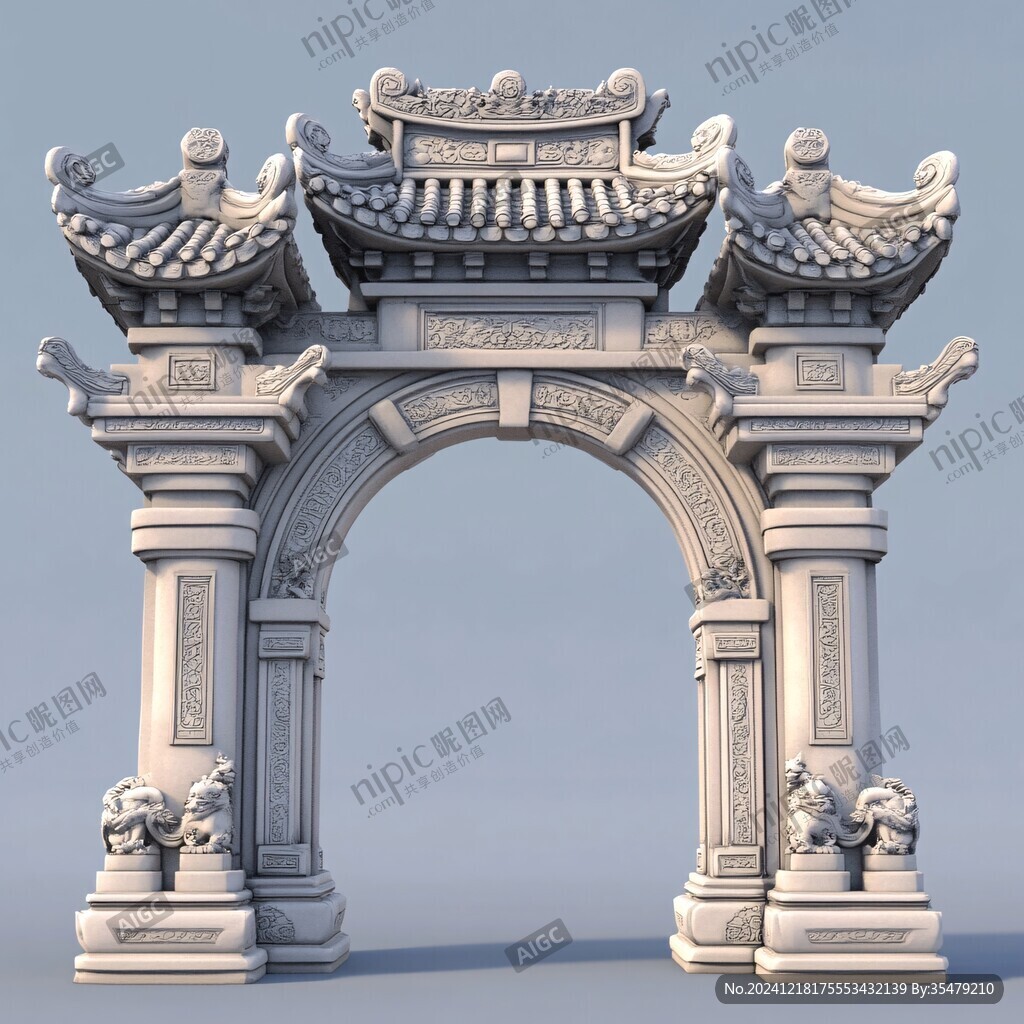 3dmax牌坊模型