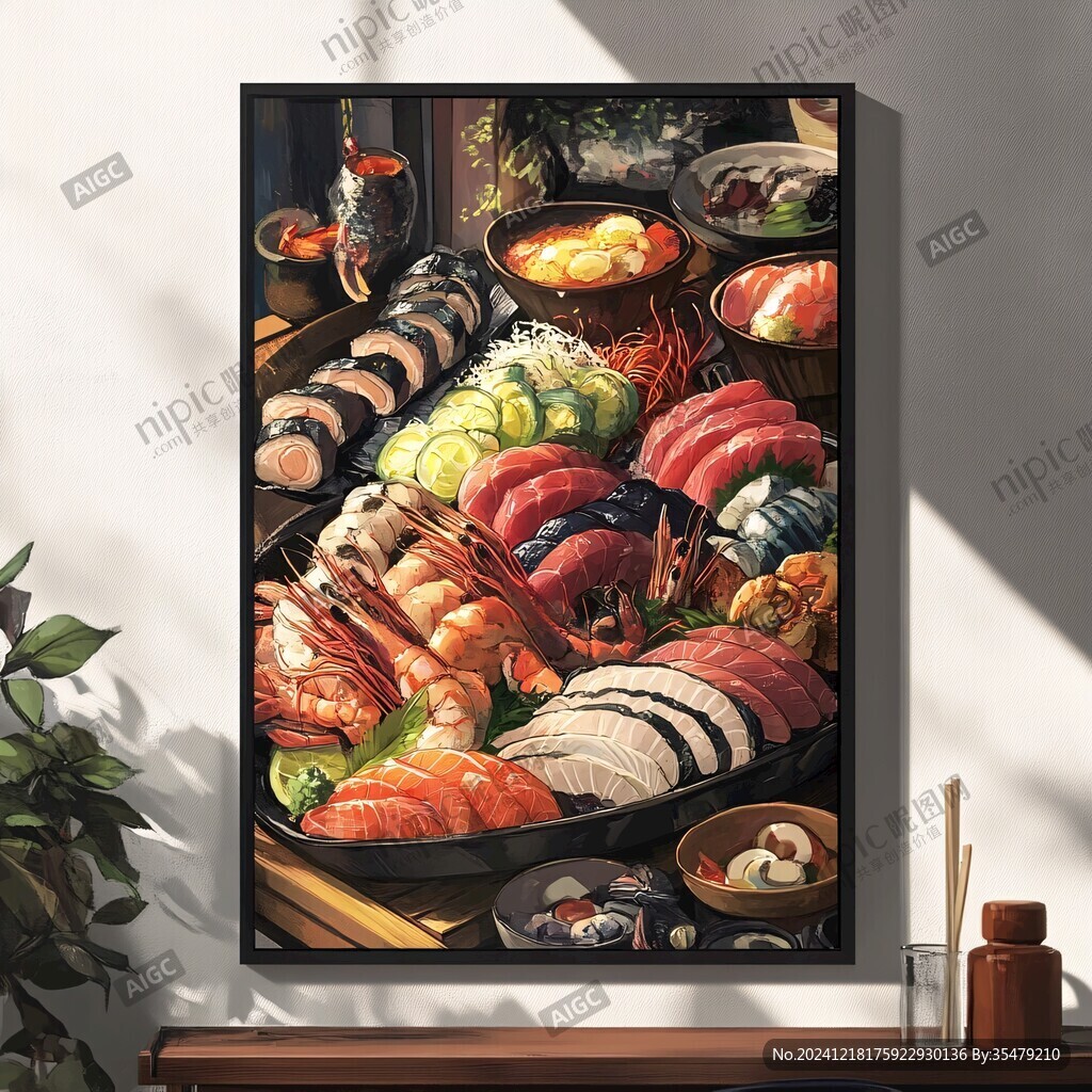 生魚片壽司壽司掛畫