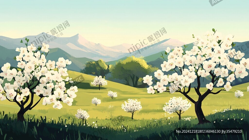 山間果樹開花