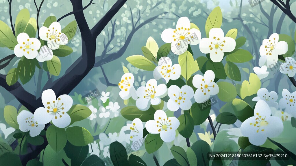 梨花插畫