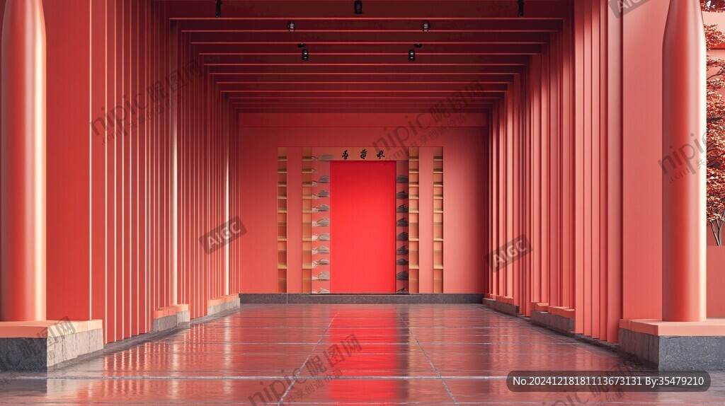 仿古紅色走廊