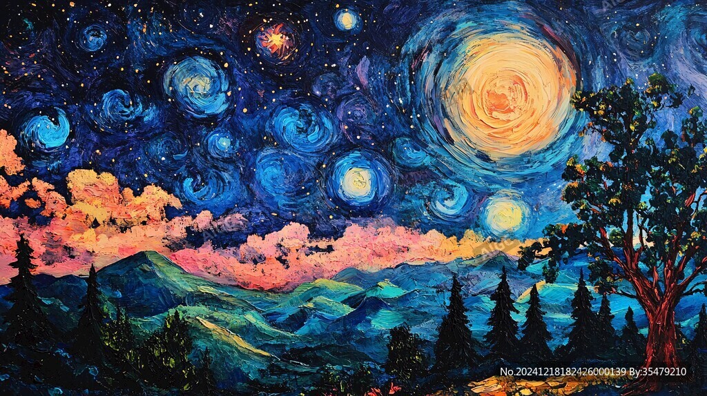 星夜油畫