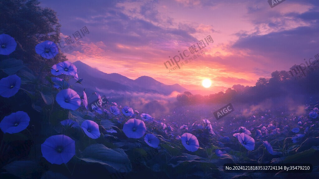 唯美夕陽花海