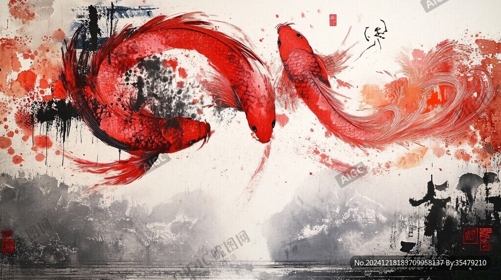紅鯉魚手繪