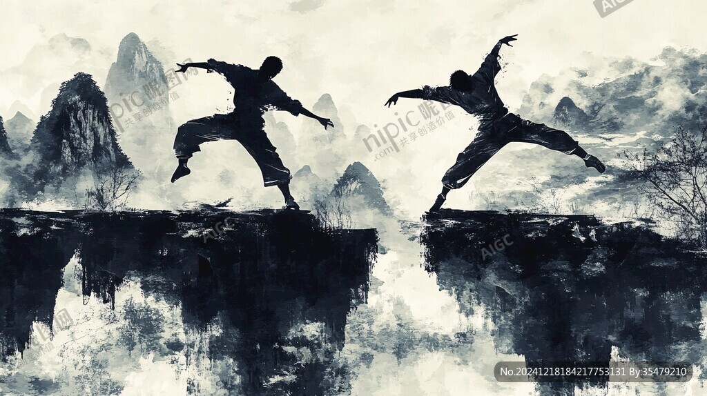 武術(shù)背景武術(shù)水墨畫