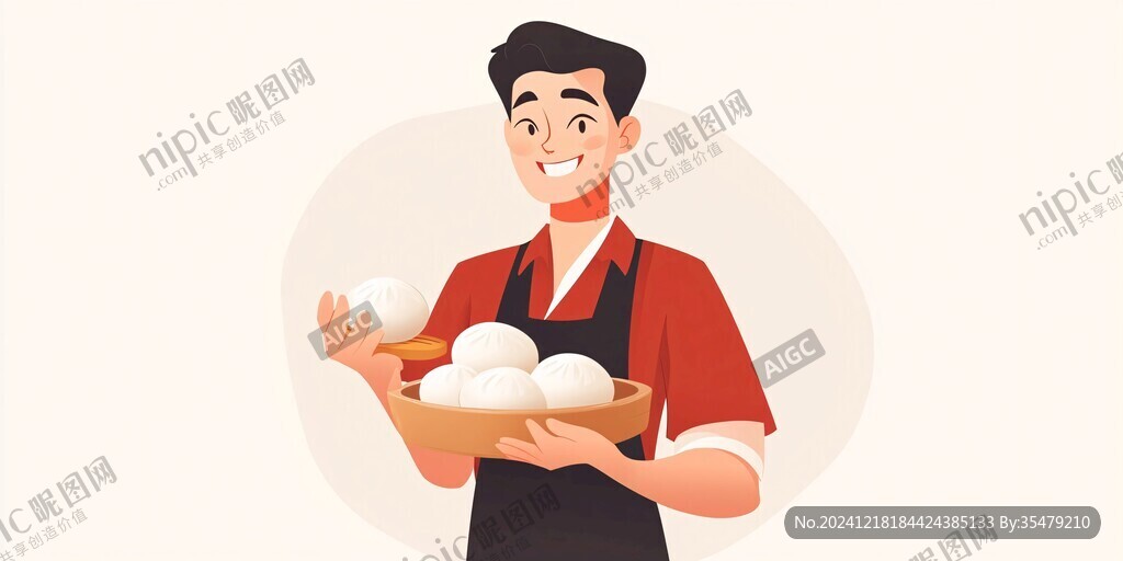 蒸饅頭插畫