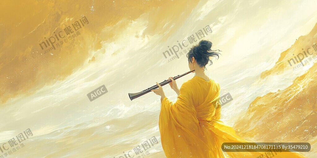 竹笛插畫