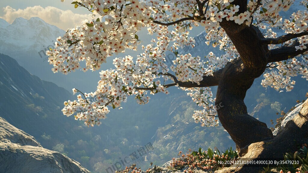 山間果樹(shù)開(kāi)花
