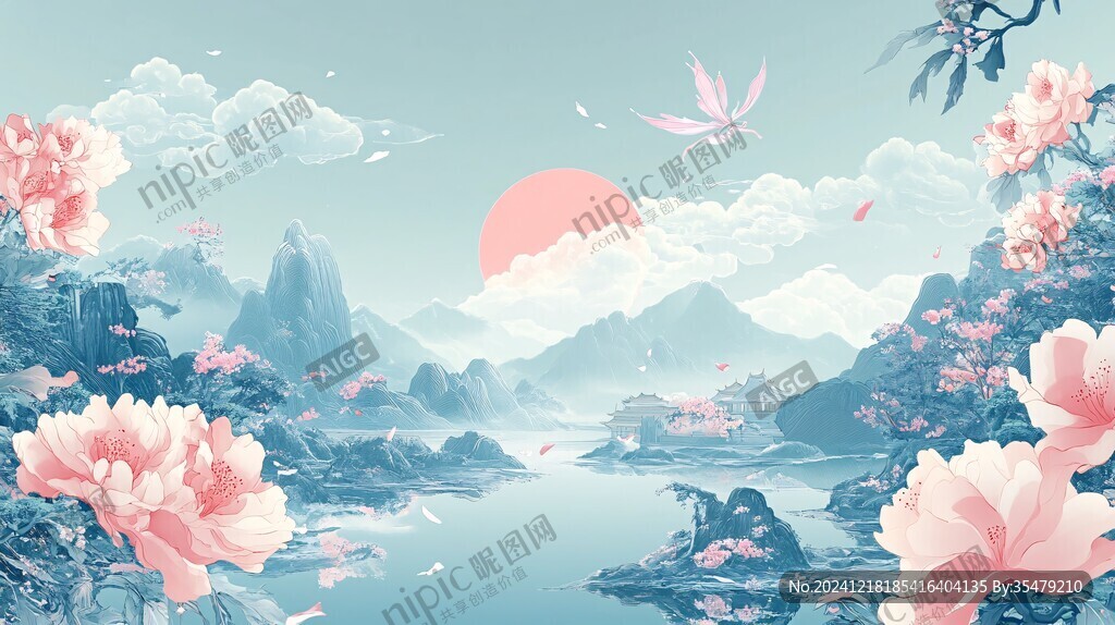 山水仙景插畫