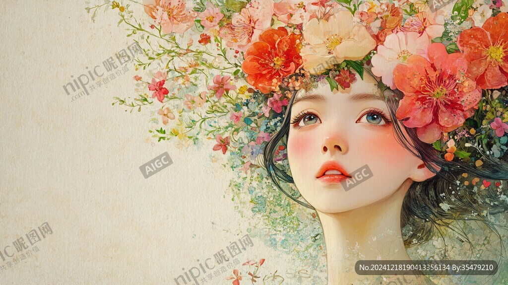 唯美少女與花系列