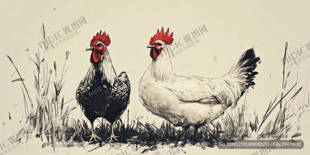 蘆花雞插畫