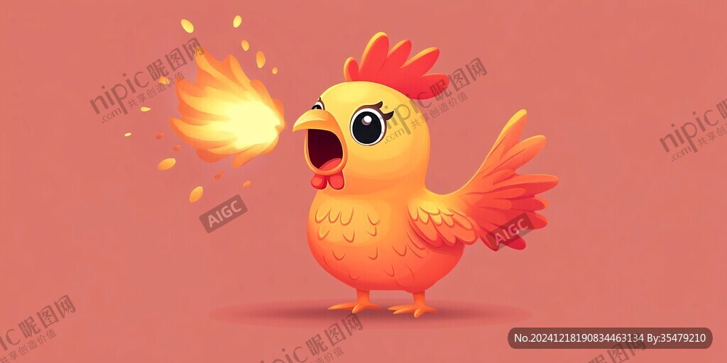 扁平風雞插畫