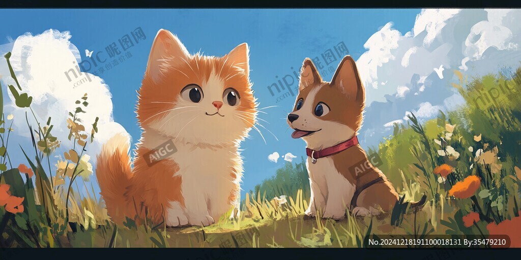 貓狗插畫