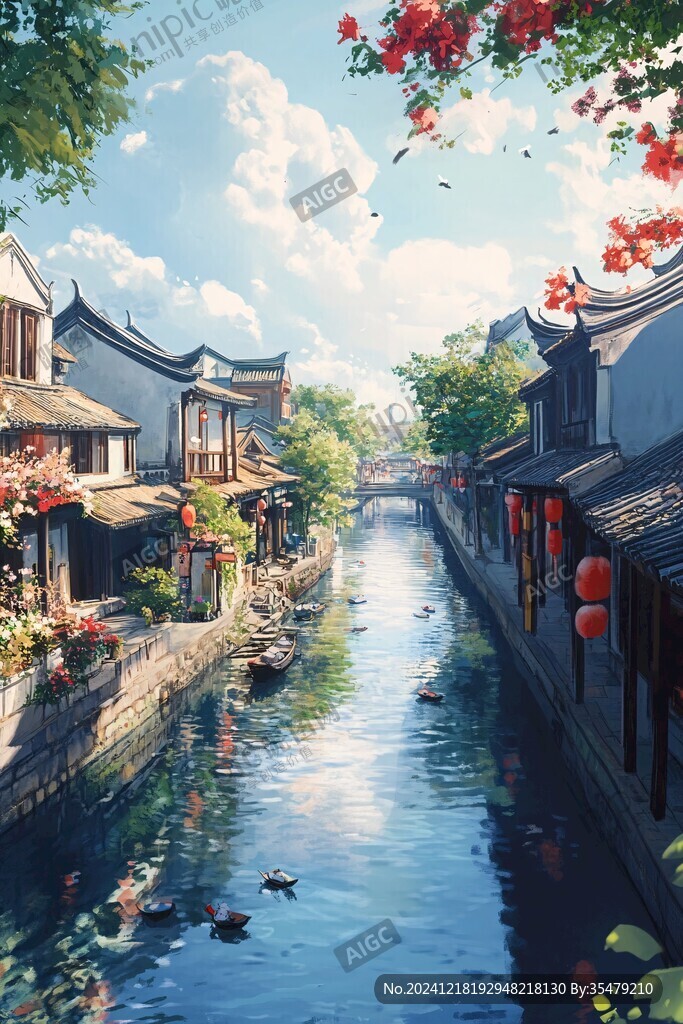 寫實古鎮(zhèn)插畫